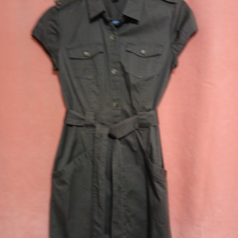 Calvin Klein Dark Brown Short Sleeve Utility Midi Dress